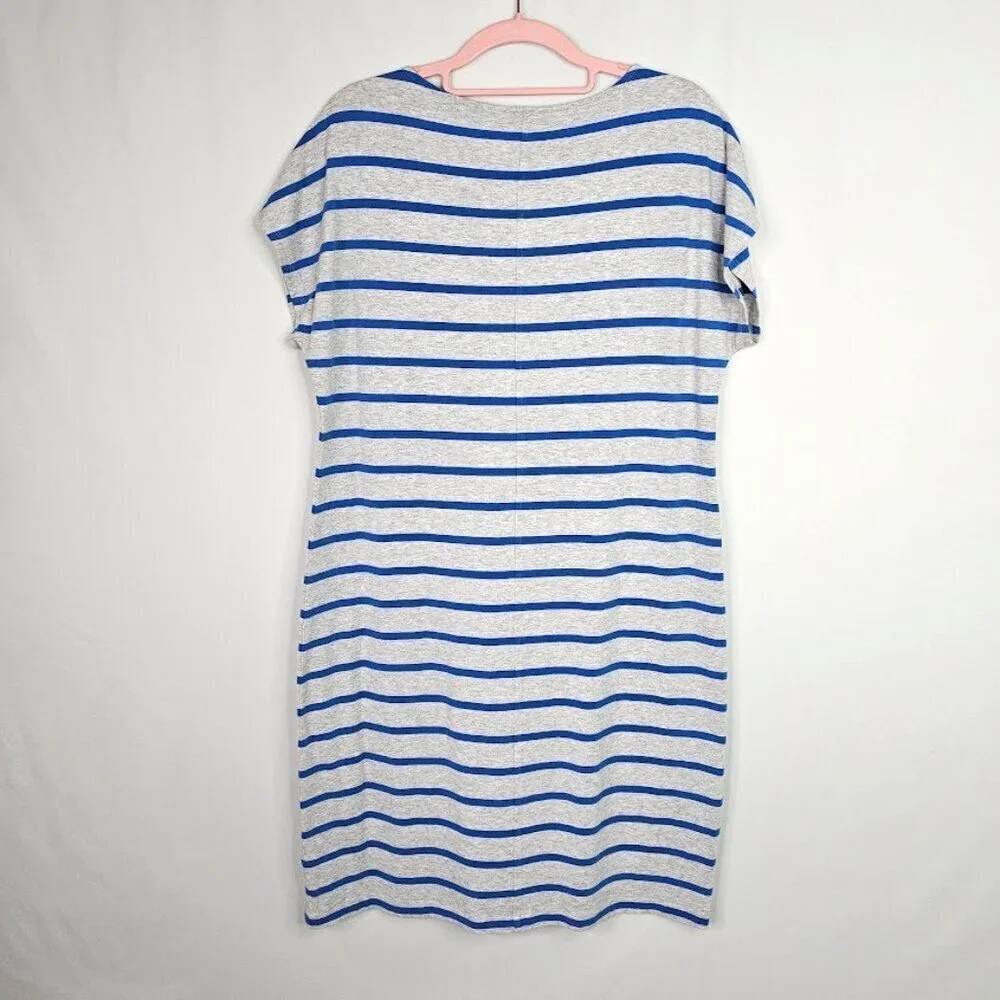 NEW LANDS' END SS T Shirt Dress size S 6-8 GRAY & BLUE STRIPES Casual Summer - Picture 5 of 5